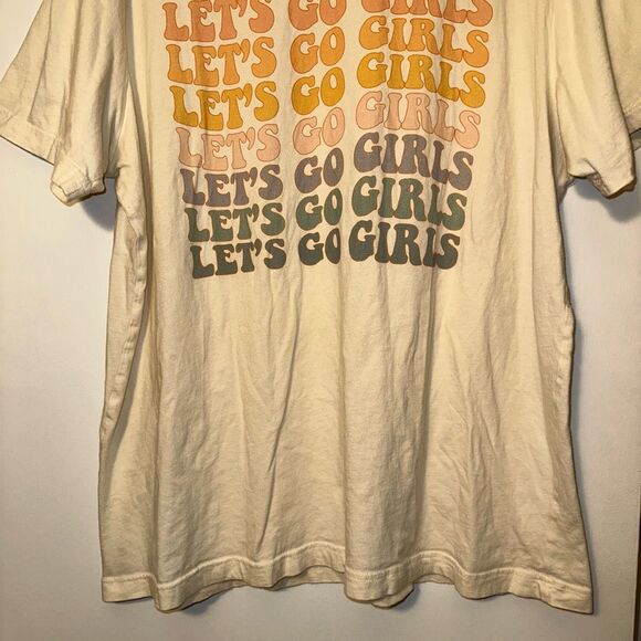 Bella Canvas Unisex “Let’s Go Girls” Tee Beige Pastel Colorful XXL DAMAGED - Picture 3 of 11
